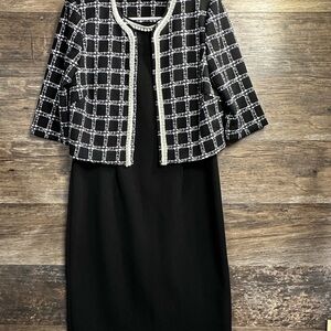Maya Brooke Black & White Dress and Blazer Set Size 8
